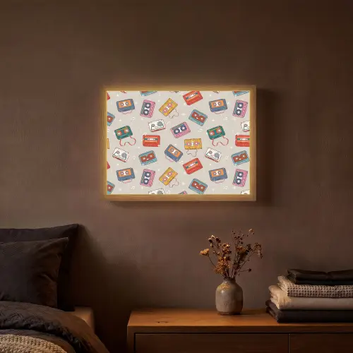 Muziek - Cassette - Patroon Light Box met batterij (Wandlamp) middel 907 -sfeer4