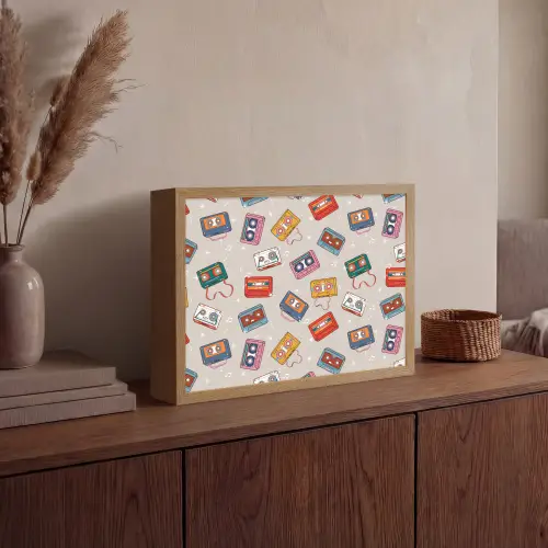 Muziek - Cassette - Patroon Light Box met batterij (Wandlamp) middel 907 -sfeer2
