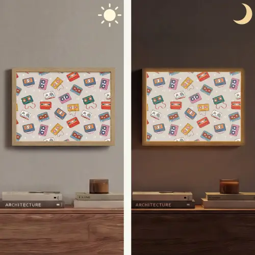 Muziek - Cassette - Patroon Light Box met batterij (Wandlamp) middel 907 -sfeer3