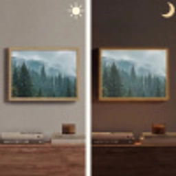Naaldwoud - Bergen - Mist Light Box met batterij (Wandlamp) middel -sfeer3
