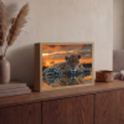 Natuur - Luipaard - Dier - Zonsondergang - Modern Light Box met batterij (Wandlamp) middel -sfeer2