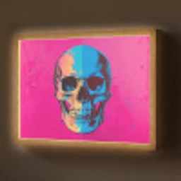 Neon - Blauw - Pop-art - Schedel Light Box met batterij (Wandlamp) middel -z3d_website