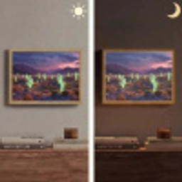 Neon cactussen - Woestijn - Zonsondergang Light Box met batterij (Wandlamp) middel -sfeer3