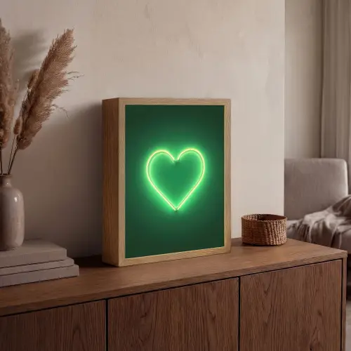 Neon - Groen - Licht Light Box met batterij (Wandlamp) middel -sfeer2