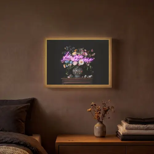 Neon - Vaas - Bloemen Light Box met batterij (Wandlamp) middel -sfeer4