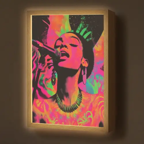 Neon - Vrouw - Microfoon Light Box met batterij (Wandlamp) middel -z3d_website