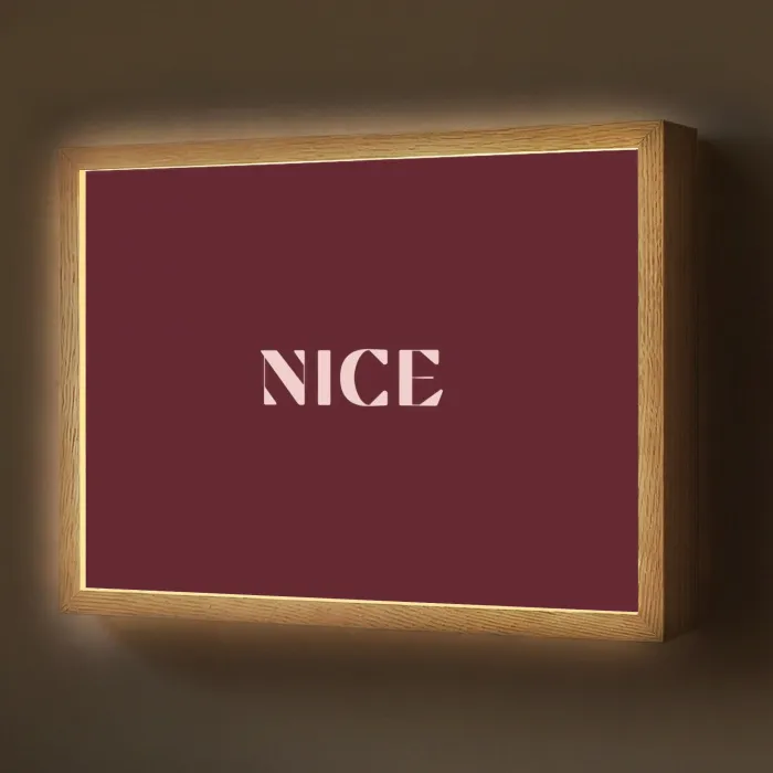 Nice - Bordeaux - Roze Light Box met batterij (Wandlamp) middel -z3d_website