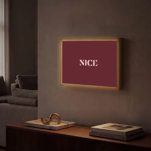 Nice - Bordeaux - Roze Light Box met batterij (Wandlamp) middel -sfeer1