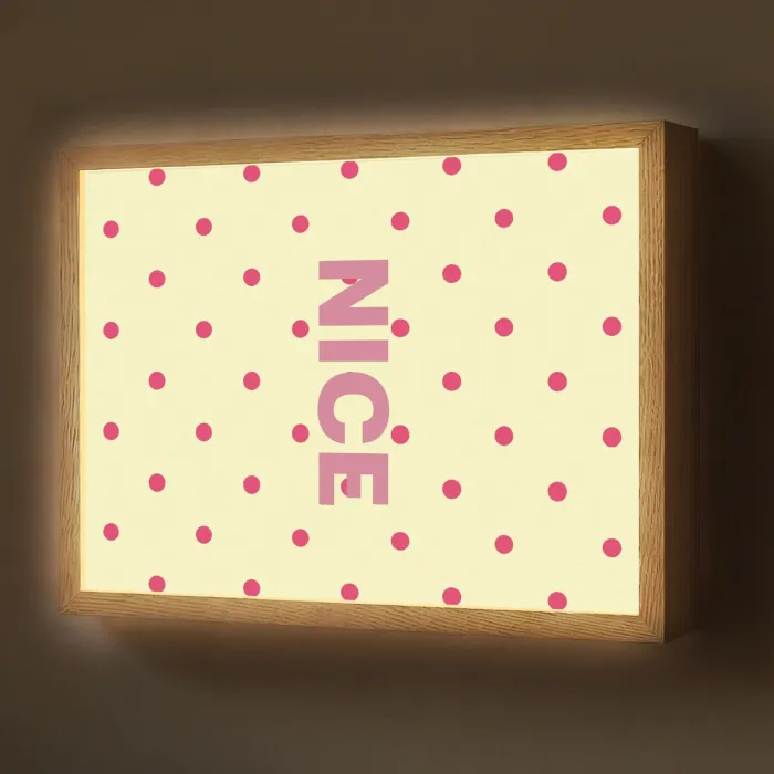 Nice - Stippen - Roze - Geel Light Box met batterij (Wandlamp) middel -z3d_website