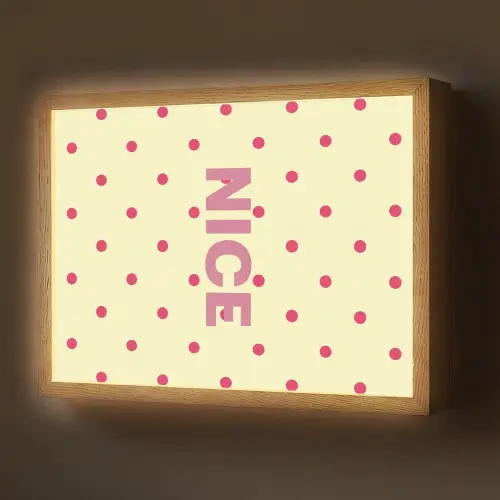 Nice - Stippen - Roze - Geel Light Box met batterij (Wandlamp) middel -z3d_website