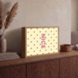 Nice - Stippen - Roze - Geel Light Box met batterij (Wandlamp) middel -sfeer2