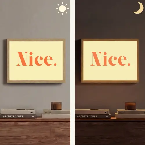 Nice - Oranje - Geel - Minimalistisch Light Box met batterij (Wandlamp) middel -sfeer3