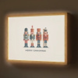 Notenkrakers - Minimalistisch - Kerst - Beige Light Box met batterij (Wandlamp) middel -z3d_website
