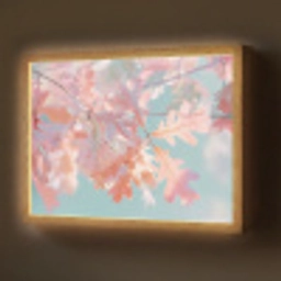 Eikenbladeren - Takken - Roze Light Box met batterij (Wandlamp) middel -z3d_website
