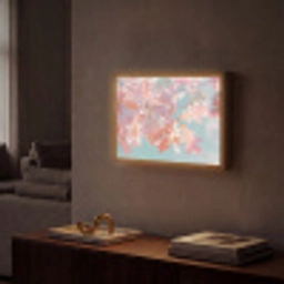 Eikenbladeren - Takken - Roze Light Box met batterij (Wandlamp) middel -sfeer1