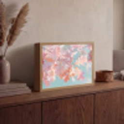 Eikenbladeren - Takken - Roze Light Box met batterij (Wandlamp) middel -sfeer2