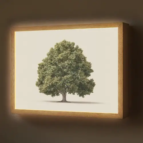 Eikenboom - Groen - Lichte achtergrond Light Box met batterij (Wandlamp) middel -z3d_website