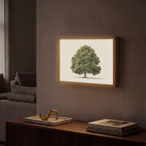 Eikenboom - Groen - Lichte achtergrond Light Box met batterij (Wandlamp) middel -sfeer1