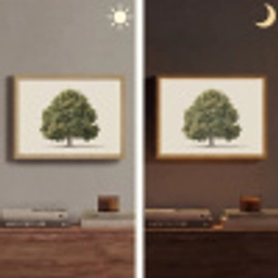 Eikenboom - Groen - Lichte achtergrond Light Box met batterij (Wandlamp) middel -sfeer3