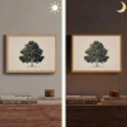 Eikenboom - Schaduw - Egaal Light Box met batterij (Wandlamp) middel -sfeer3