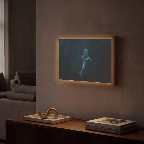 Oceaan - Walvishaai - Donkerblauw - Vlekken Light Box met batterij (Wandlamp) middel -sfeer1
