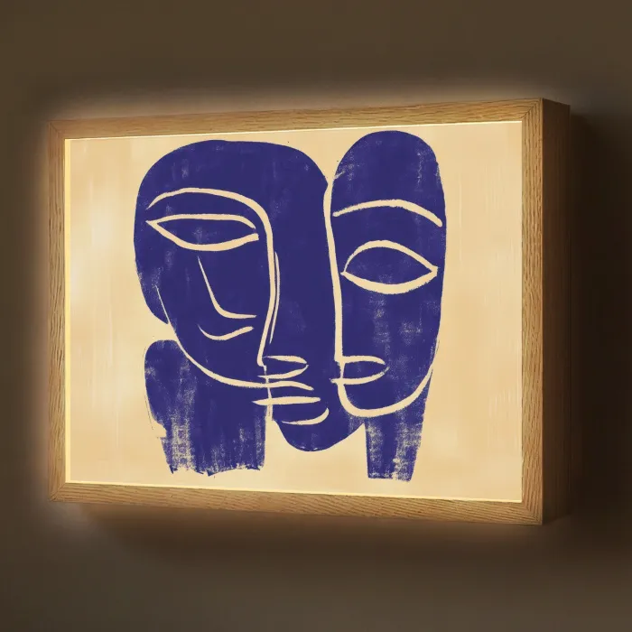 Okergeel - Blauw - Eenvoudige lijnen Light Box met batterij (Wandlamp) middel -z3d_website