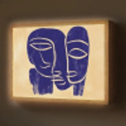 Okergeel - Blauw - Eenvoudige lijnen Light Box met batterij (Wandlamp) middel -z3d_website