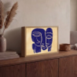 Okergeel - Blauw - Eenvoudige lijnen Light Box met batterij (Wandlamp) middel -sfeer2