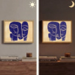Okergeel - Blauw - Eenvoudige lijnen Light Box met batterij (Wandlamp) middel -sfeer3