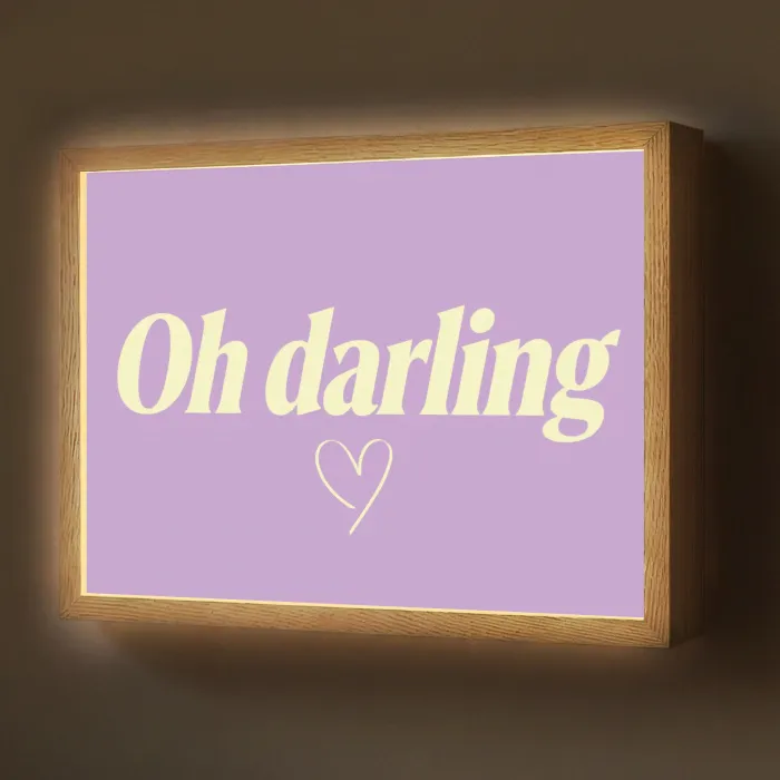 Oh darling - Hart - Paars Light Box met batterij (Wandlamp) middel -z3d_website