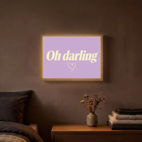 Oh darling - Hart - Paars Light Box met batterij (Wandlamp) middel -sfeer4
