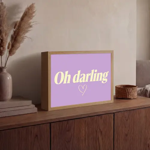Oh darling - Hart - Paars Light Box met batterij (Wandlamp) middel -sfeer2