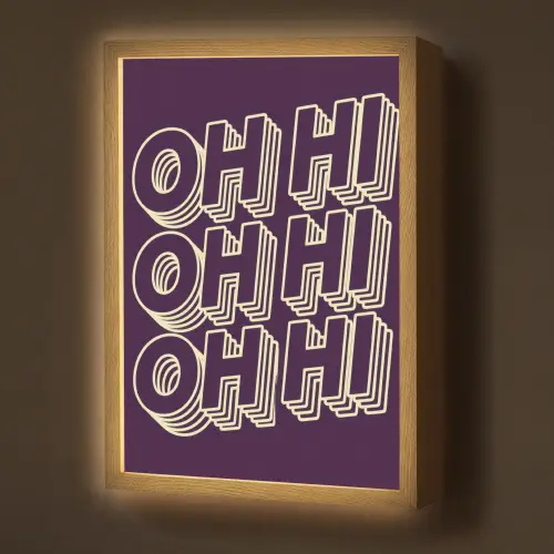 Oh hi - Paars - 3D Light Box met batterij (Wandlamp) middel -z3d_website