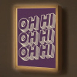 Oh hi - Paars - 3D Light Box met batterij (Wandlamp) middel -z3d_website