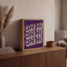 Oh hi - Paars - 3D Light Box met batterij (Wandlamp) middel -sfeer2