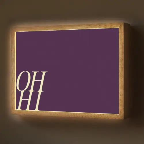 Oh hi - Paars - Cursief Light Box met batterij (Wandlamp) middel -z3d_website