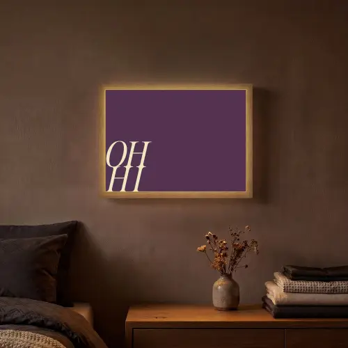 Oh hi - Paars - Cursief Light Box met batterij (Wandlamp) middel -sfeer4