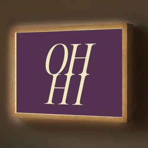 Oh hi - Paars - Minimalistisch Light Box met batterij (Wandlamp) middel -z3d_website