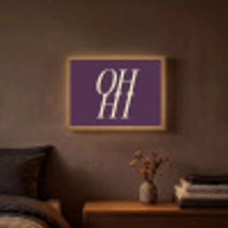 Oh hi - Paars - Minimalistisch Light Box met batterij (Wandlamp) middel -sfeer4