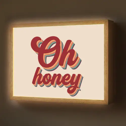 Oh honey - Rood - Schaduw Light Box met batterij (Wandlamp) middel -z3d_website