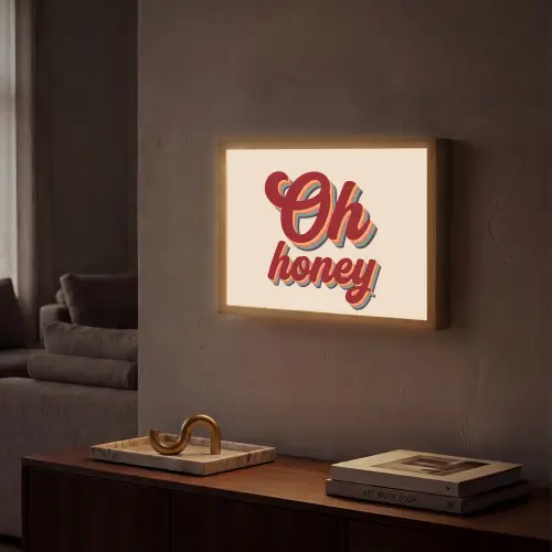 Oh honey - Rood - Schaduw Light Box met batterij (Wandlamp) middel -sfeer1