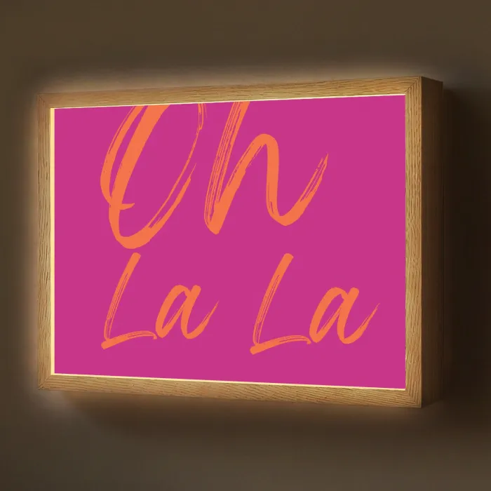 Oh la la - Oranje - Roze Light Box met batterij (Wandlamp) middel -z3d_website