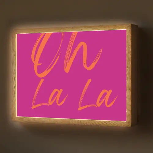 Oh la la - Oranje - Roze Light Box met batterij (Wandlamp) middel -z3d_website