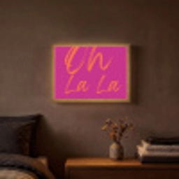 Oh la la - Oranje - Roze Light Box met batterij (Wandlamp) middel -sfeer4