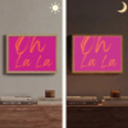 Oh la la - Oranje - Roze Light Box met batterij (Wandlamp) middel -sfeer3