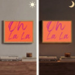 Oh la la - Oranje - Roze - Grafisch Light Box met batterij (Wandlamp) middel -sfeer3