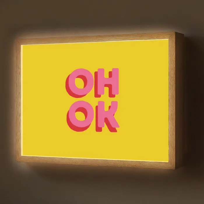 Oh ok - 3D - Geel - Roze Light Box met batterij (Wandlamp) middel -z3d_website
