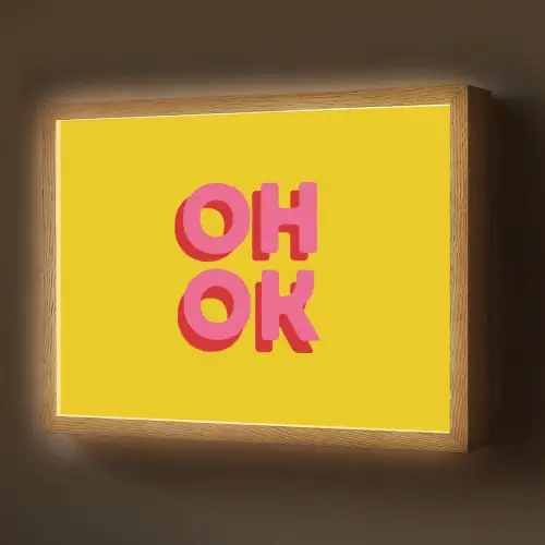 Oh ok - 3D - Geel - Roze Light Box met batterij (Wandlamp) middel -z3d_website