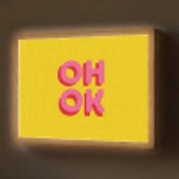 Oh ok - 3D - Geel - Roze Light Box met batterij (Wandlamp) middel -z3d_website