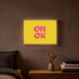 Oh ok - 3D - Geel - Roze Light Box met batterij (Wandlamp) middel -sfeer4